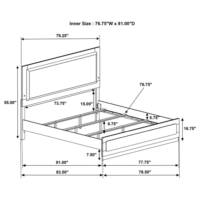 Caraway Wood Eastern King LED Panel Bed White - Walo Furniture