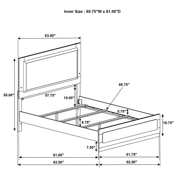 Caraway Wood Queen LED Panel Bed Black - Walo Furniture