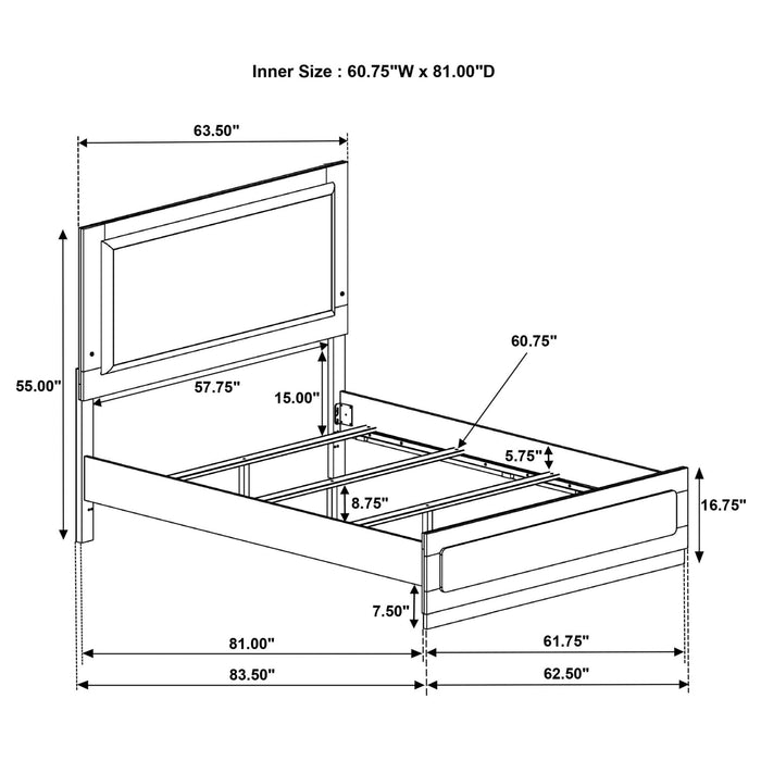 Caraway Wood Queen LED Panel Bed White - Walo Furniture