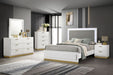 Caraway Wood Queen LED Panel Bed White - Walo Furniture