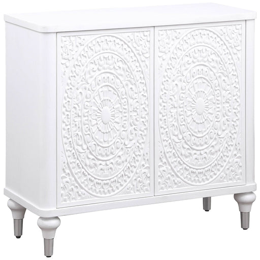 Cardella 2 - door Mandala Accent Cabinet Distressed White - Walo Furniture