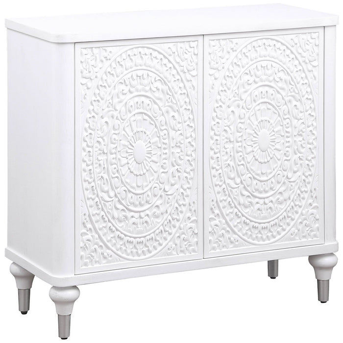 Cardella 2 - door Mandala Accent Cabinet Distressed White - Walo Furniture