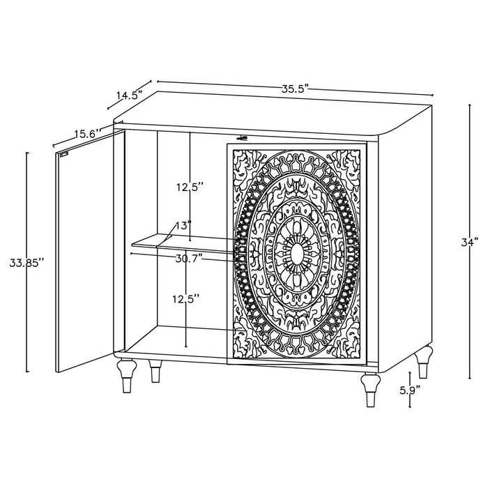 Cardella 2 - door Mandala Accent Cabinet Distressed White - Walo Furniture