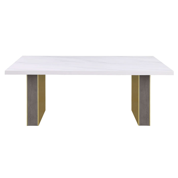 Carla 80 - inch Cultured Carrara Marble Top Dining Table White - Walo Furniture