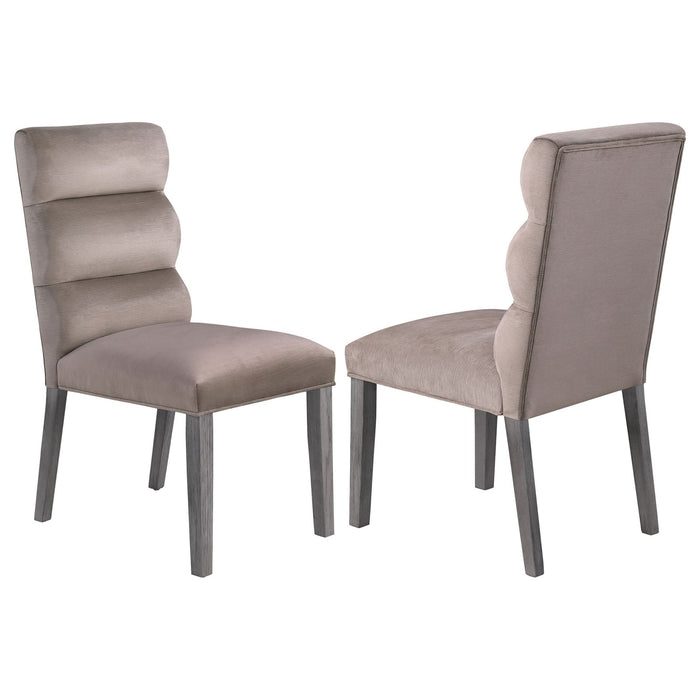 Carla Velvet Upholstered Dining Side Chair Ash (Set of 2) - Walo Furniture