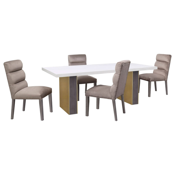 Carla Velvet Upholstered Dining Side Chair Ash (Set of 2) - Walo Furniture