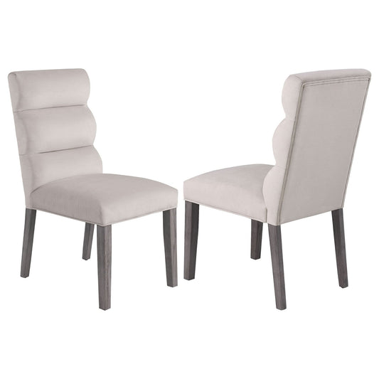 Carla Velvet Upholstered Dining Side Chair Stone (Set of 2) - Walo Furniture