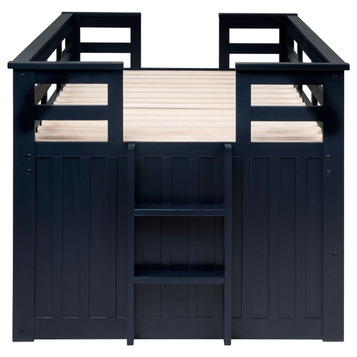 Carlsbad Wood Twin Captains Bed With Trundle Navy Blue - Walo Furniture