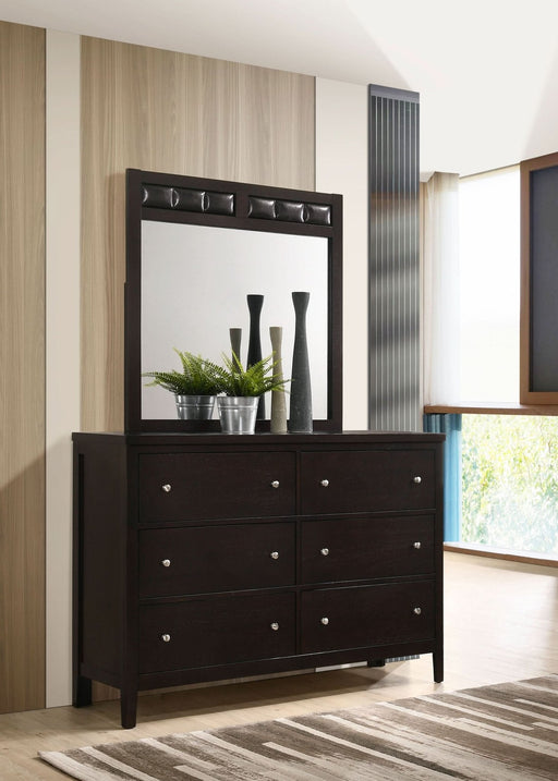 Carlton 6 - drawer Dresser with Mirror Cappuccino - Walo Furniture