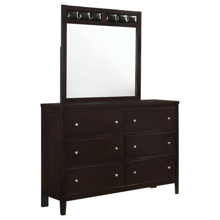 Carlton 6 - drawer Dresser with Mirror Cappuccino - Walo Furniture