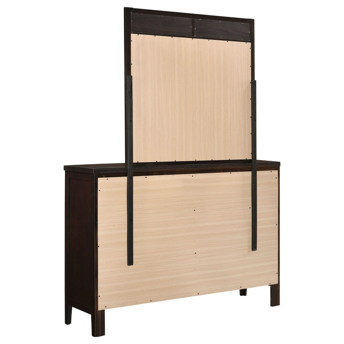 Carlton 6 - drawer Dresser with Mirror Cappuccino - Walo Furniture