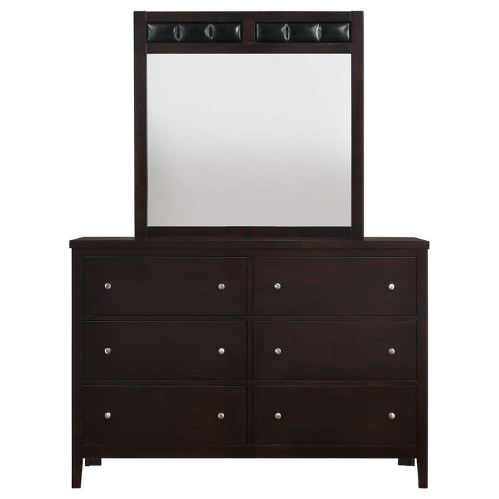 Carlton 6 - drawer Dresser with Mirror Cappuccino - Walo Furniture