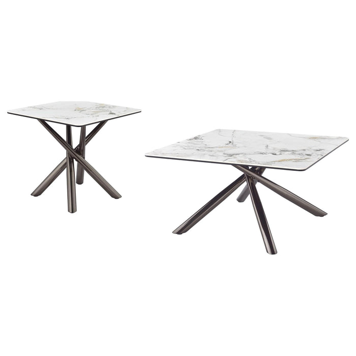 Carvell 2 - piece Square Coffee and End Table Set Mirage White - Walo Furniture