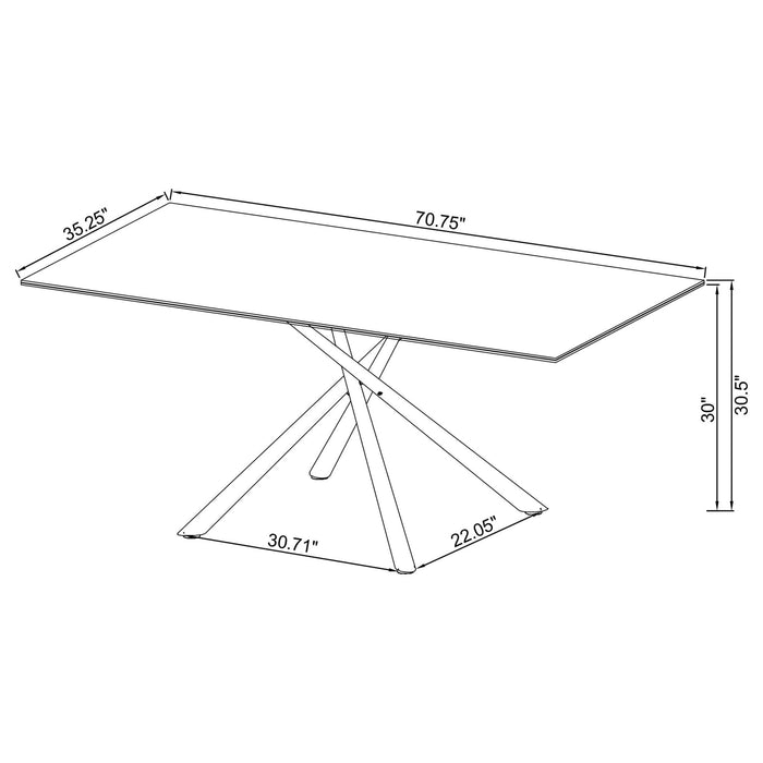 Carvell Rectangular Sintered Stone Dining Table Mirage White - Walo Furniture