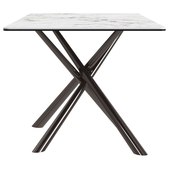 Carvell Rectangular Sintered Stone Dining Table Mirage White - Walo Furniture