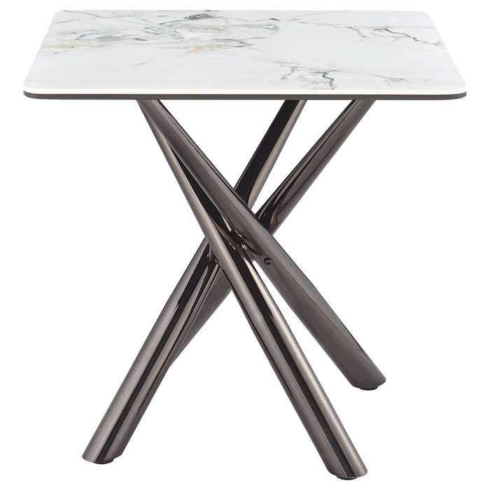 Carvell Square Sintered Stone End Side Table Mirage White - Walo Furniture