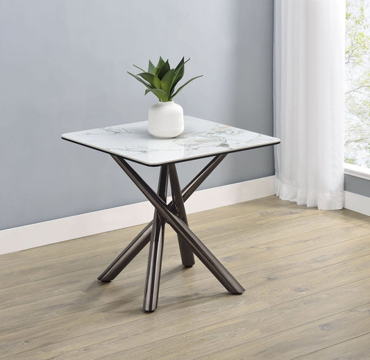 Carvell Square Sintered Stone End Side Table Mirage White - Walo Furniture