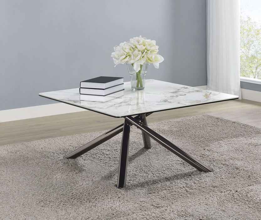 Carvell Square Sintered Stone Top Coffee Table Mirage White - Walo Furniture