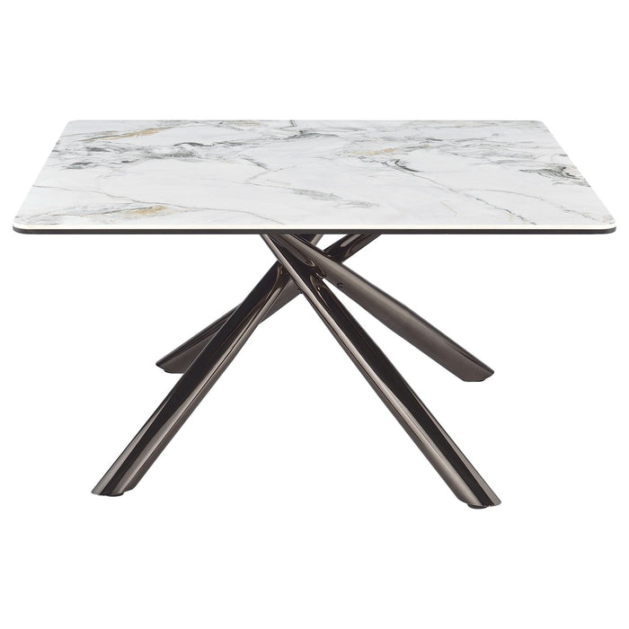 Carvell Square Sintered Stone Top Coffee Table Mirage White - Walo Furniture