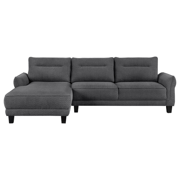 Caspian Upholstered Curved Arm Chaise Sectional Sofa Grey - Walo Furniture