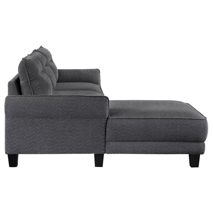 Caspian Upholstered Curved Arm Chaise Sectional Sofa Grey - Walo Furniture