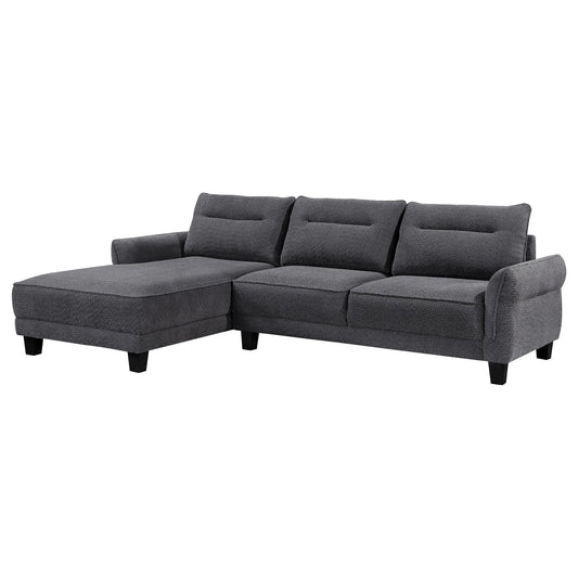 Caspian Upholstered Curved Arm Chaise Sectional Sofa Grey - Walo Furniture