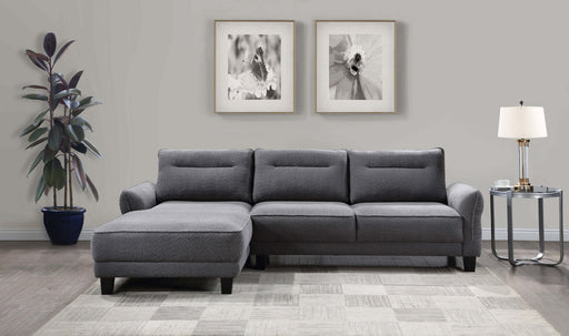 Caspian Upholstered Curved Arm Chaise Sectional Sofa Grey - Walo Furniture