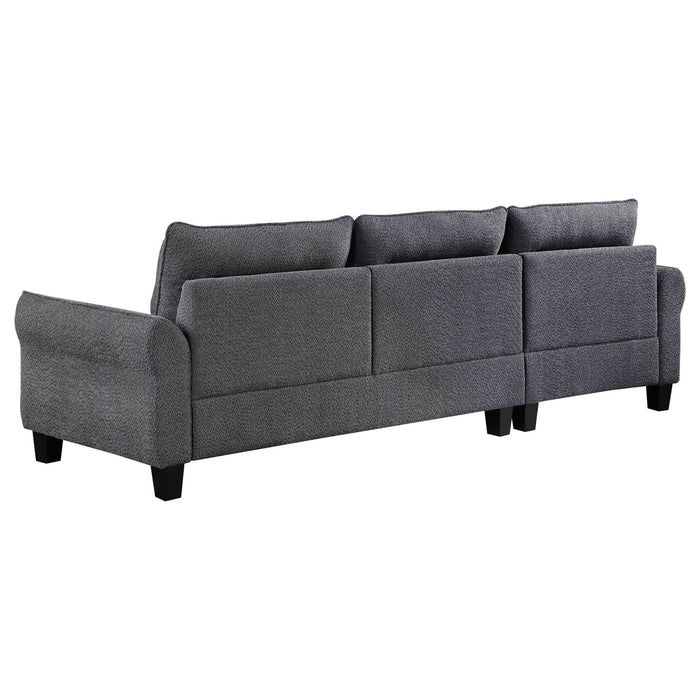 Caspian Upholstered Curved Arm Chaise Sectional Sofa Grey - Walo Furniture