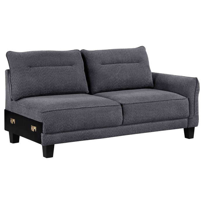 Caspian Upholstered Curved Arm Chaise Sectional Sofa Grey - Walo Furniture