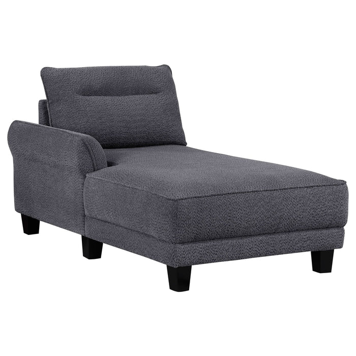 Caspian Upholstered Curved Arm Chaise Sectional Sofa Grey - Walo Furniture