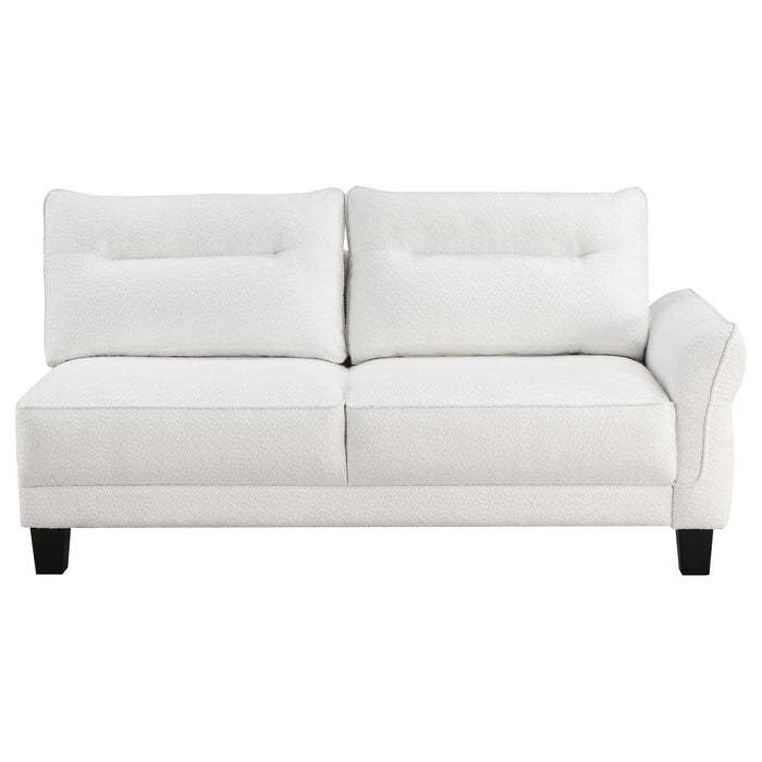 Caspian Upholstered Curved Arm Chaise Sectional Sofa White - Walo Furniture