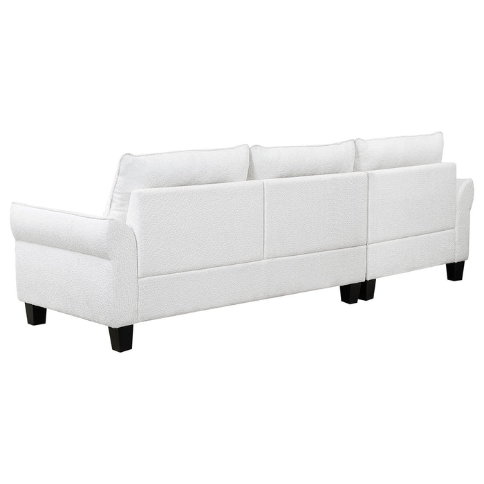 Caspian Upholstered Curved Arm Chaise Sectional Sofa White - Walo Furniture