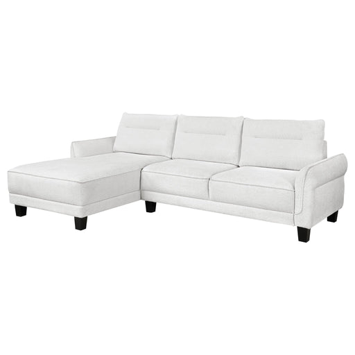 Caspian Upholstered Curved Arm Chaise Sectional Sofa White - Walo Furniture