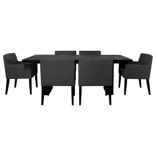 Catherine 7 - piece Rectangular Dining Table Set Black - Walo Furniture