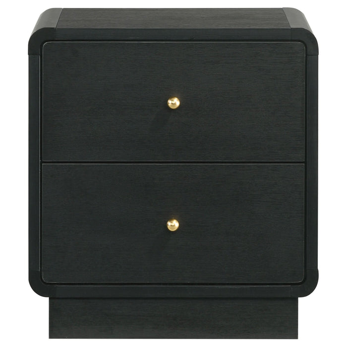 Cavelle 2 - drawer Nightstand Bedside Table Black - Walo Furniture