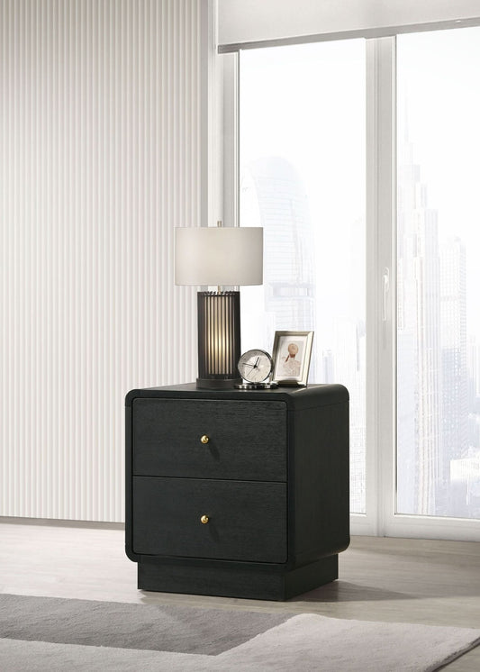 Cavelle 2 - drawer Nightstand Bedside Table Black - Walo Furniture