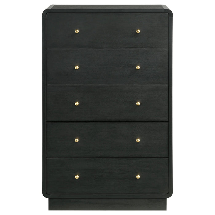 Cavelle 5 - drawer Chest of Drawers Black - Walo Furniture