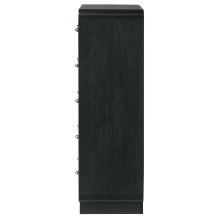 Cavelle 5 - drawer Chest of Drawers Black - Walo Furniture