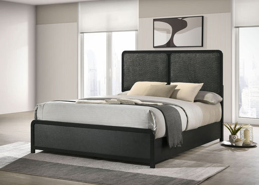 Cavelle 51 - inch Upholstered Eastern King Bed Black - Walo Furniture