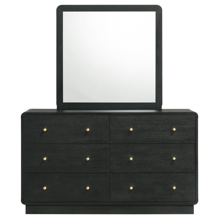 Cavelle 6 - drawer Dresser and Mirror Black - Walo Furniture