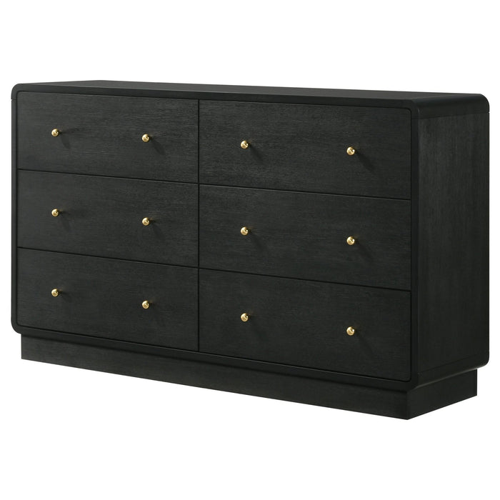 Cavelle 6 - drawer Dresser Cabinet Black - Walo Furniture