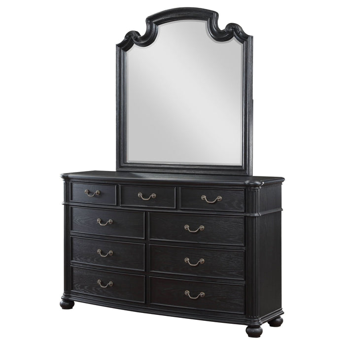 Celina 9 - drawer Dresser with Mirror Black - Walo Furniture