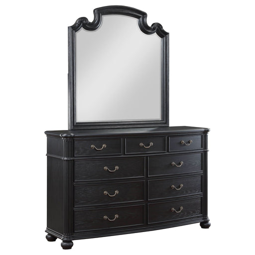 Celina 9 - drawer Dresser with Mirror Black - Walo Furniture