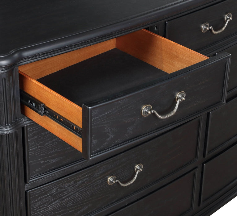 Celina 9 - drawer Dresser with Mirror Black - Walo Furniture