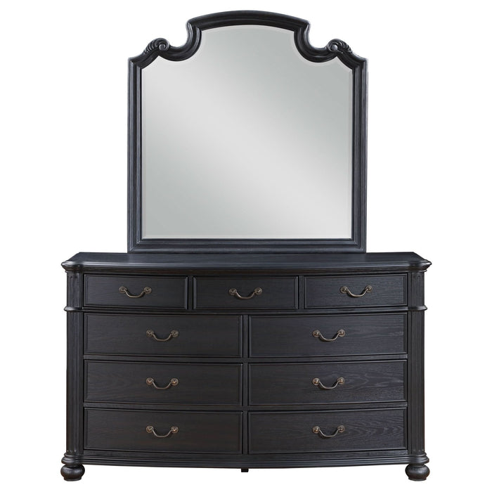 Celina 9 - drawer Dresser with Mirror Black - Walo Furniture