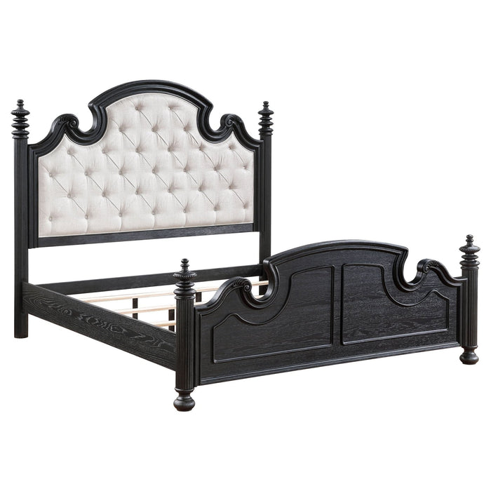 Celina Wood Eastern King Poster Bed Black - Walo Furniture