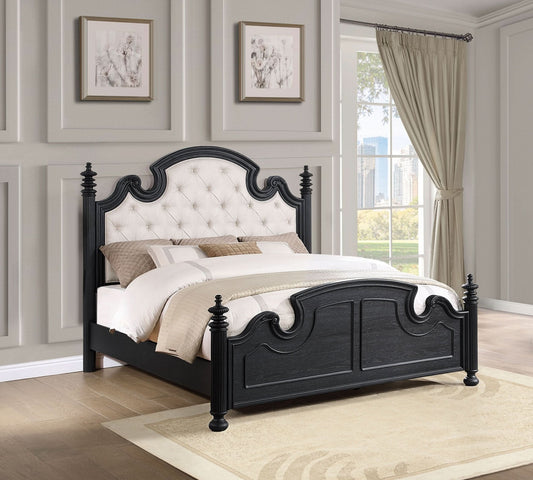 Celina Wood Eastern King Poster Bed Black - Walo Furniture