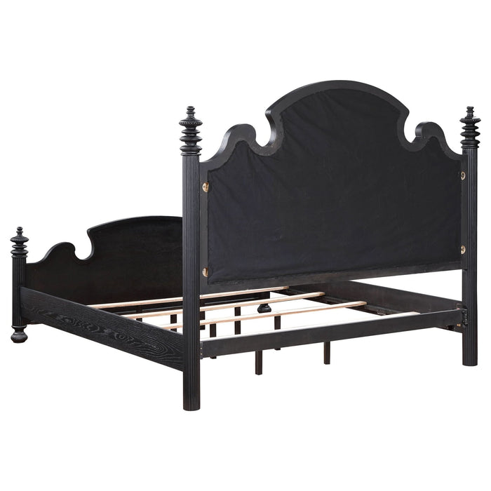 Celina Wood Eastern King Poster Bed Black - Walo Furniture