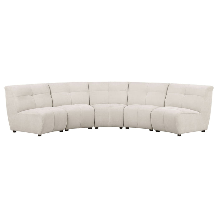 Charlotte 5 - piece Upholstered Modular Sectional Sofa Ivory - Walo Furniture