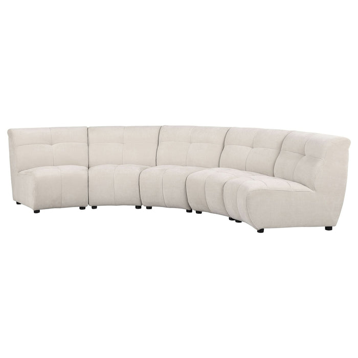 Charlotte 5 - piece Upholstered Modular Sectional Sofa Ivory - Walo Furniture